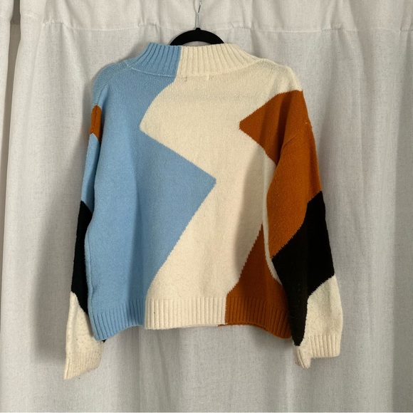 Color Block Mock Neck Sweater - Picture 3 of 5